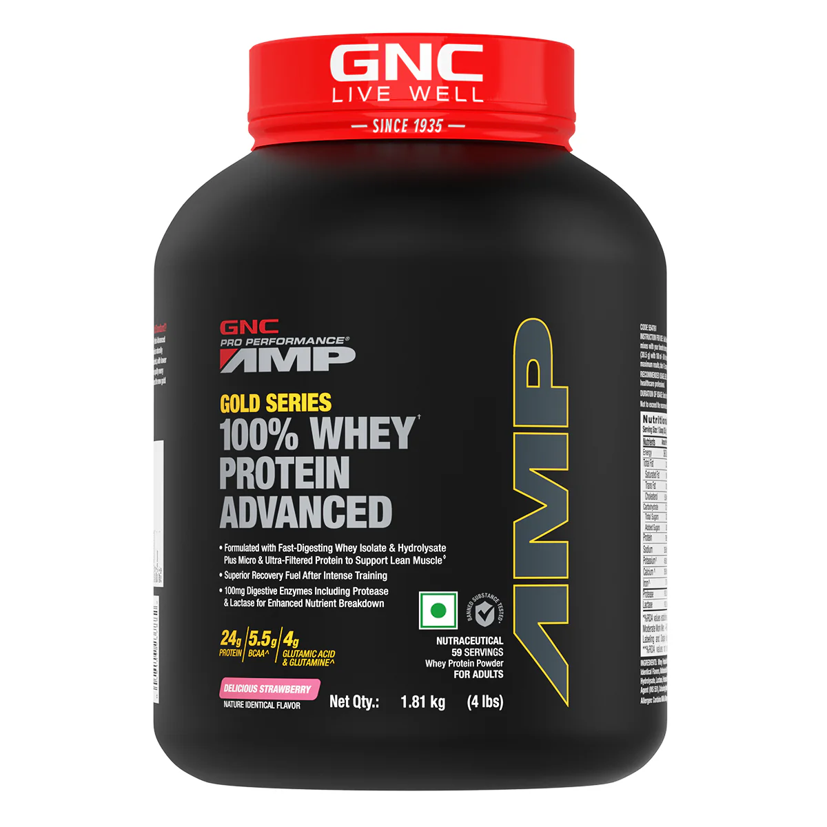 GNC AMP Gold Series 100% Whey Protein Advanced 4 lbs with Shaker - Image 15