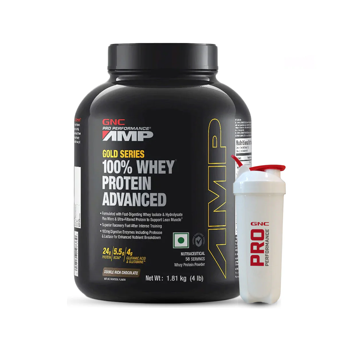 GNC AMP Gold Series 100% Whey Protein Advanced 4 lbs with Shaker - Image 7