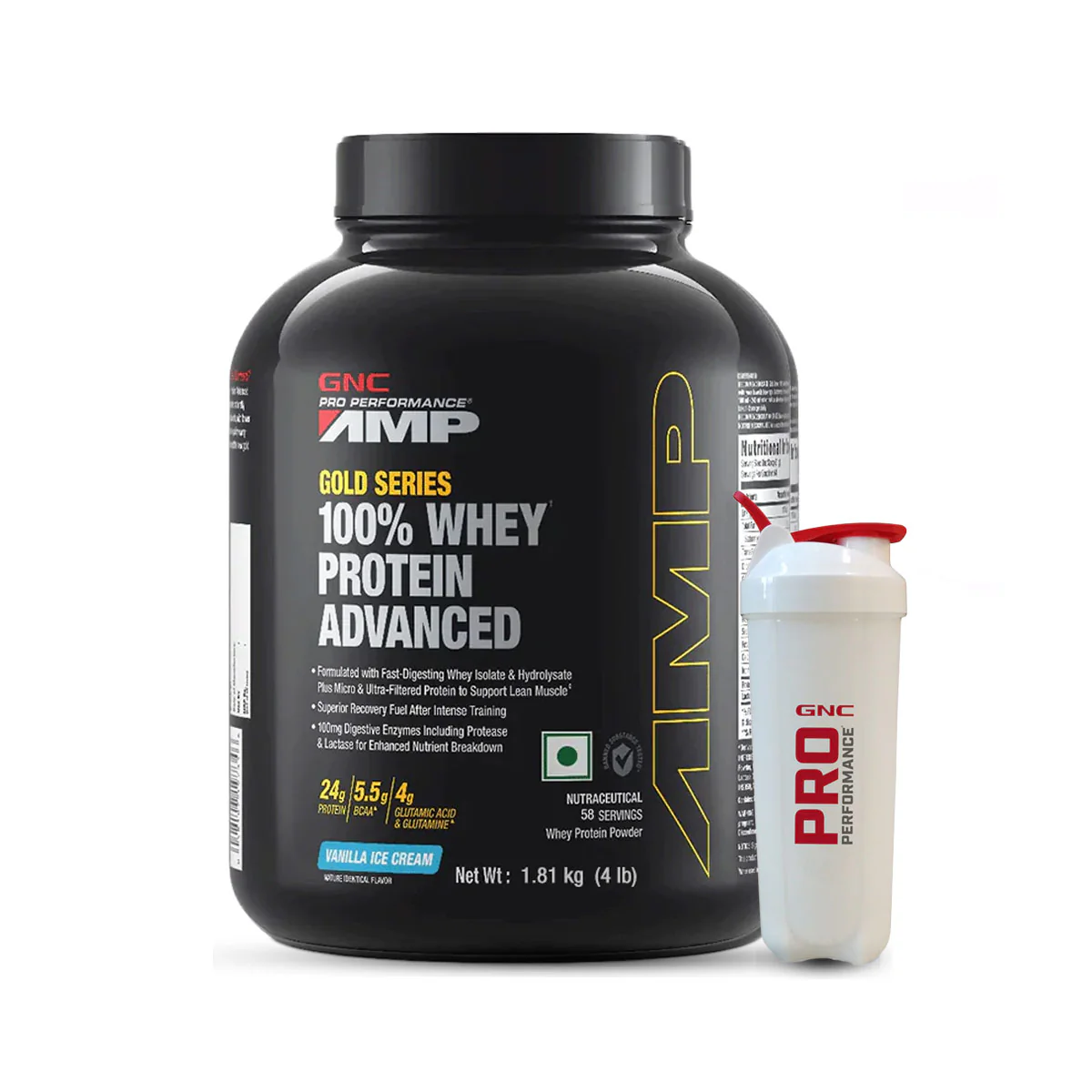 GNC AMP Gold Series 100% Whey Protein Advanced 4 lbs with Shaker - Image 8