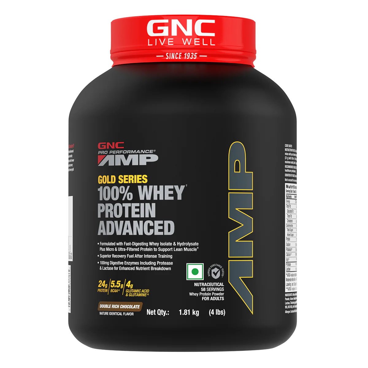GNC AMP Gold Series 100% Whey Protein Advanced 4 lbs with Shaker - Image 9