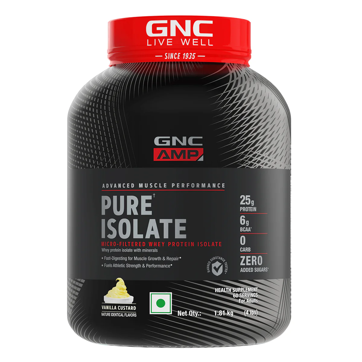 GNC AMP Pure Isolate  4 lbs (Zero Carb) with Shaker - Image 6