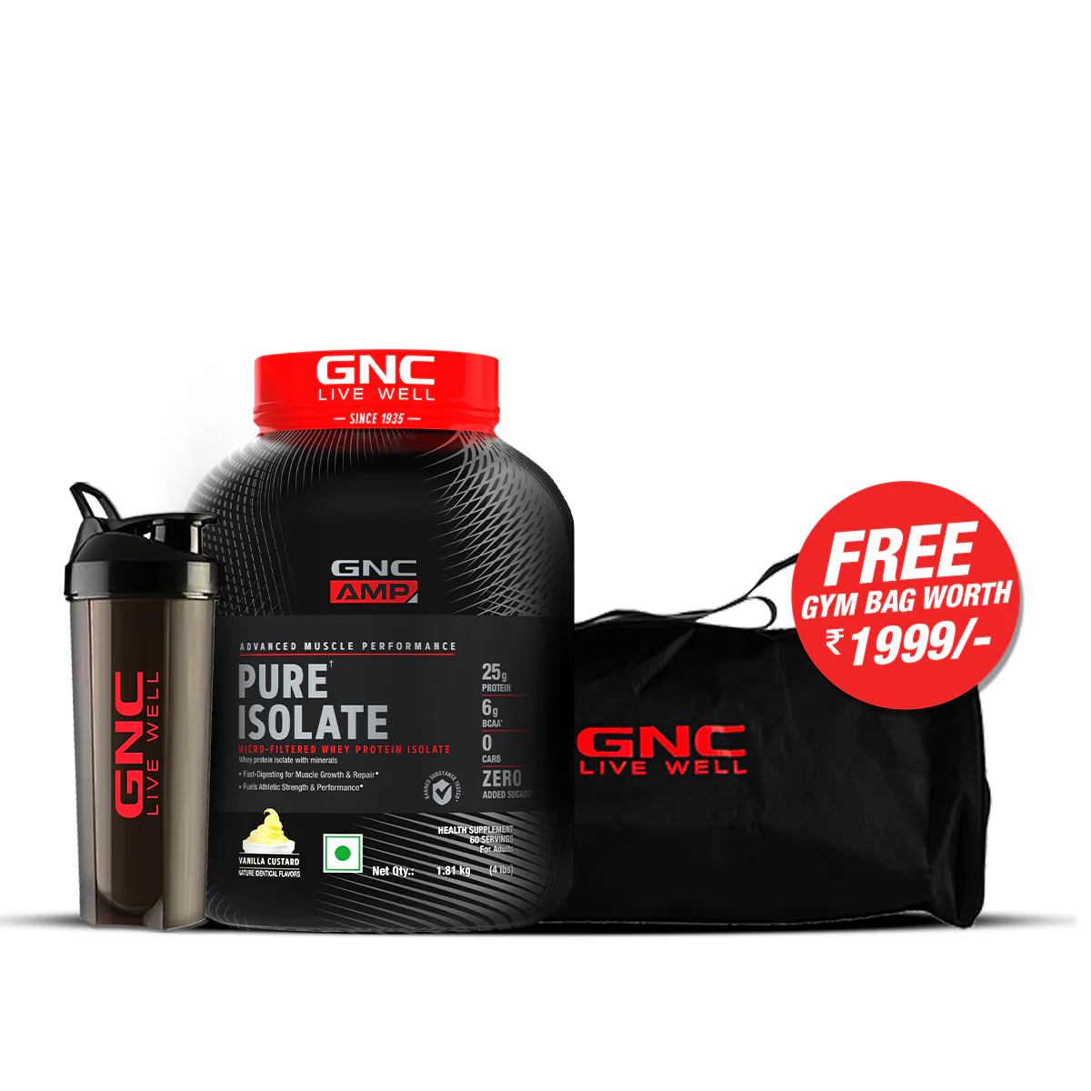 GNC AMP Pure Isolate (Low/Zero Carb) With Gym Bag - Image 2