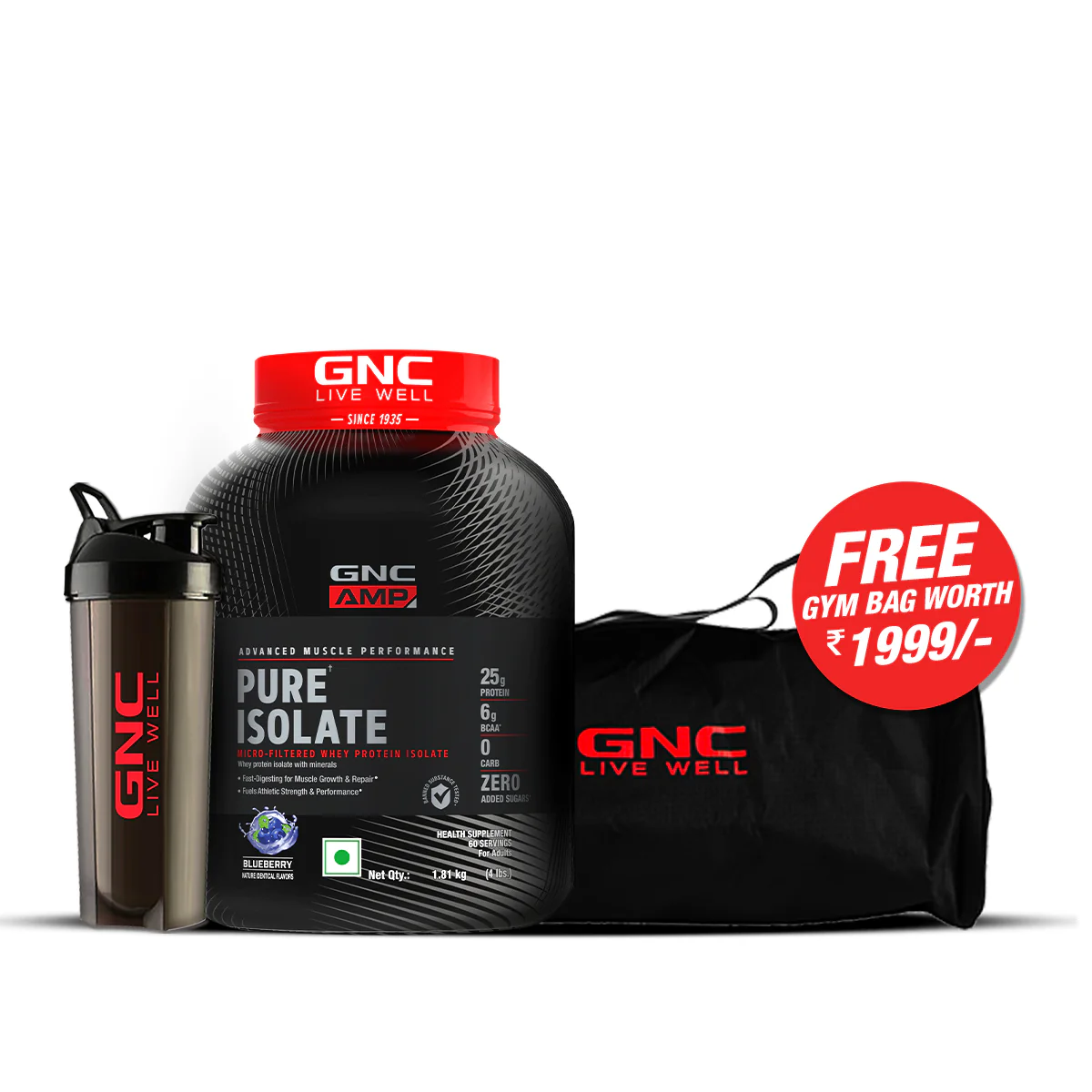 GNC AMP Pure Isolate (Low/Zero Carb) With Gym Bag - Image 3