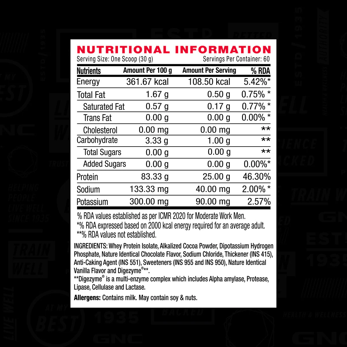 GNC AMP Pure Isolate (Low/Zero Carb) With Gym Bag - Image 6