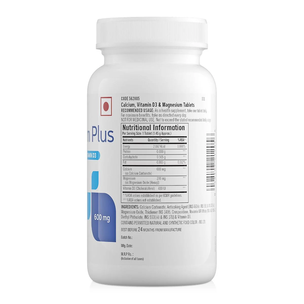 GNC Calcium Plus 600 mg with Magnesium and Vitamin D3| Expiry - 2024-05-31 - Image 2
