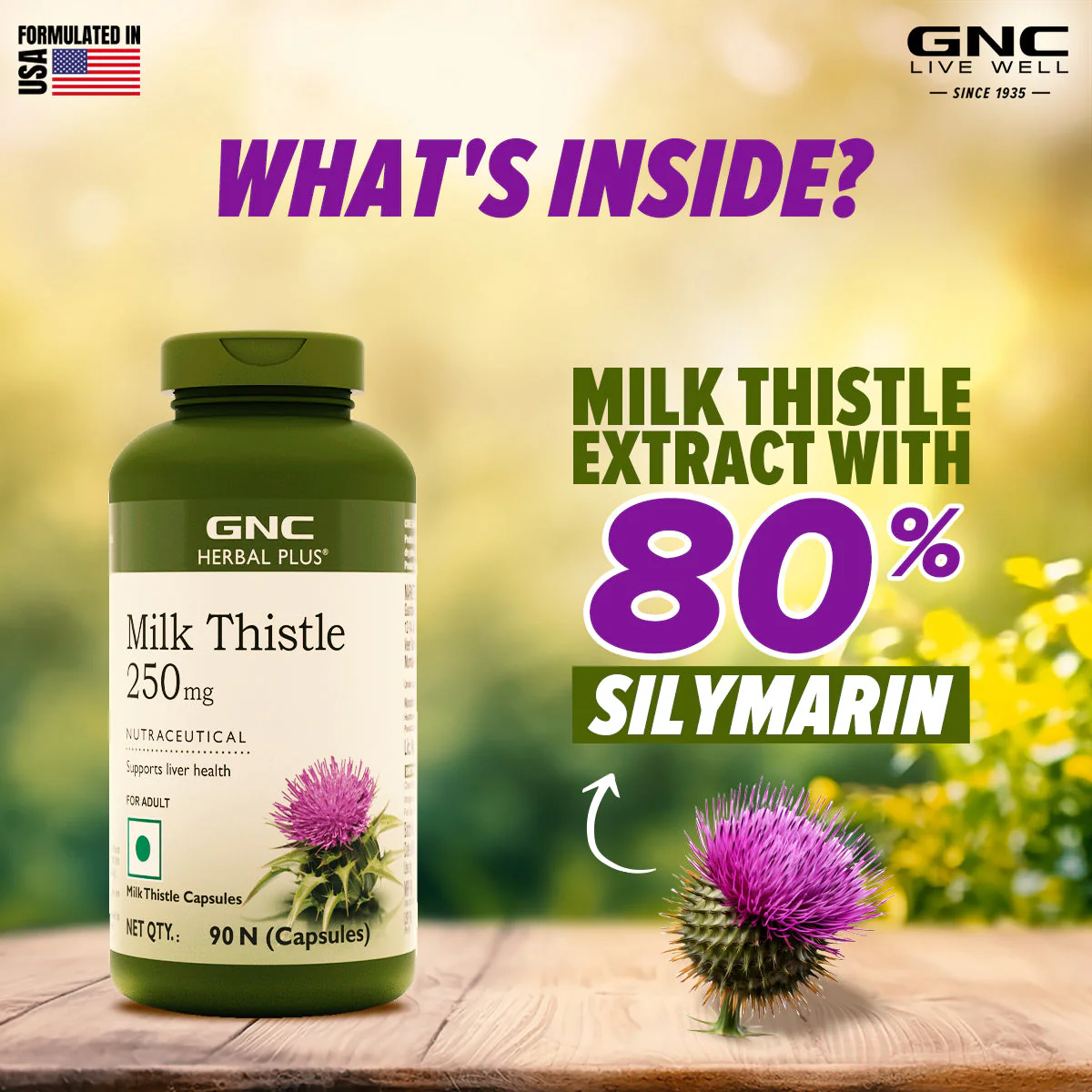 GNC Herbal Plus Milk Thistle| Expiry - 2024-11-30 - Image 3