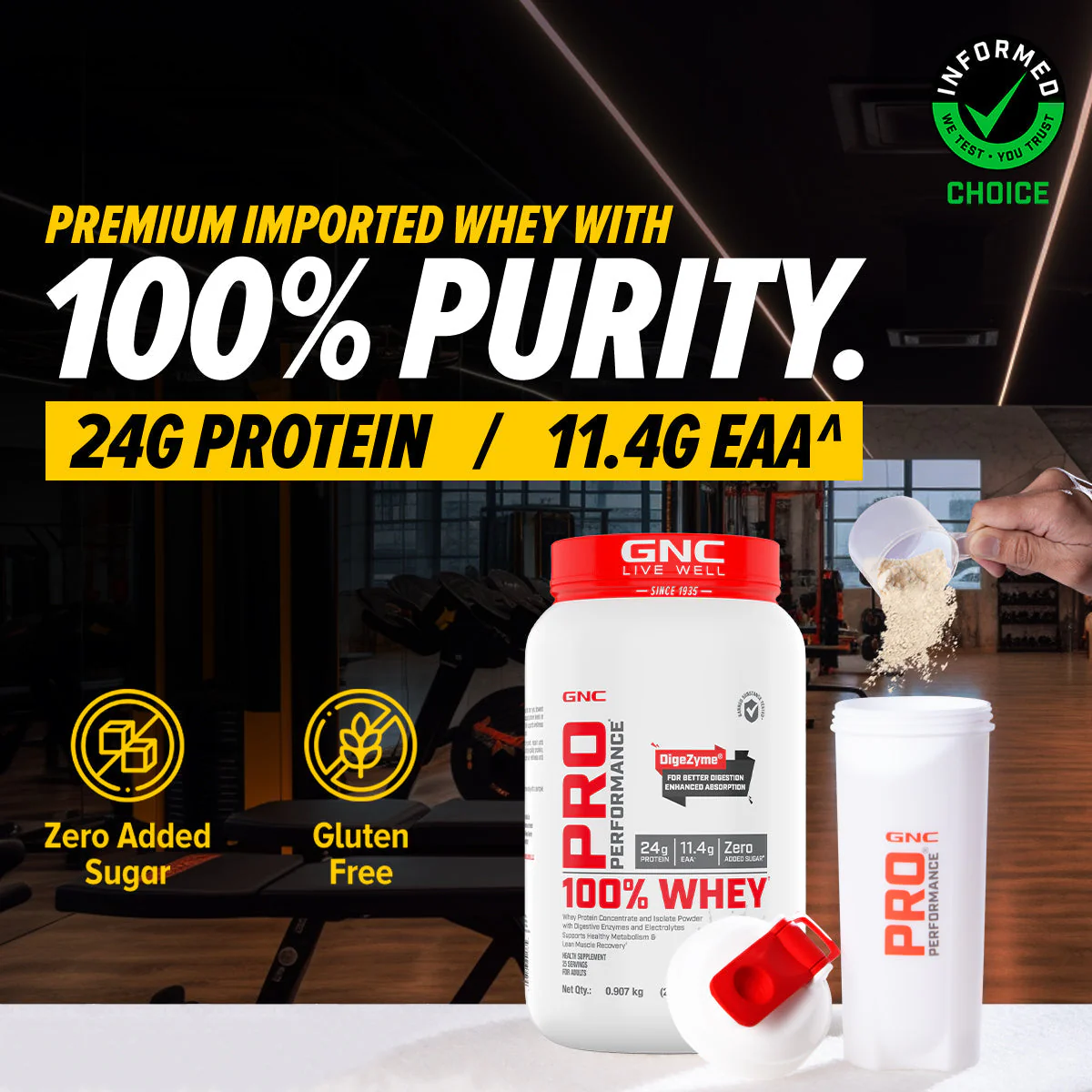 GNC Pro Performance 100% Whey Protein -2 lbs with Shaker - Image 36