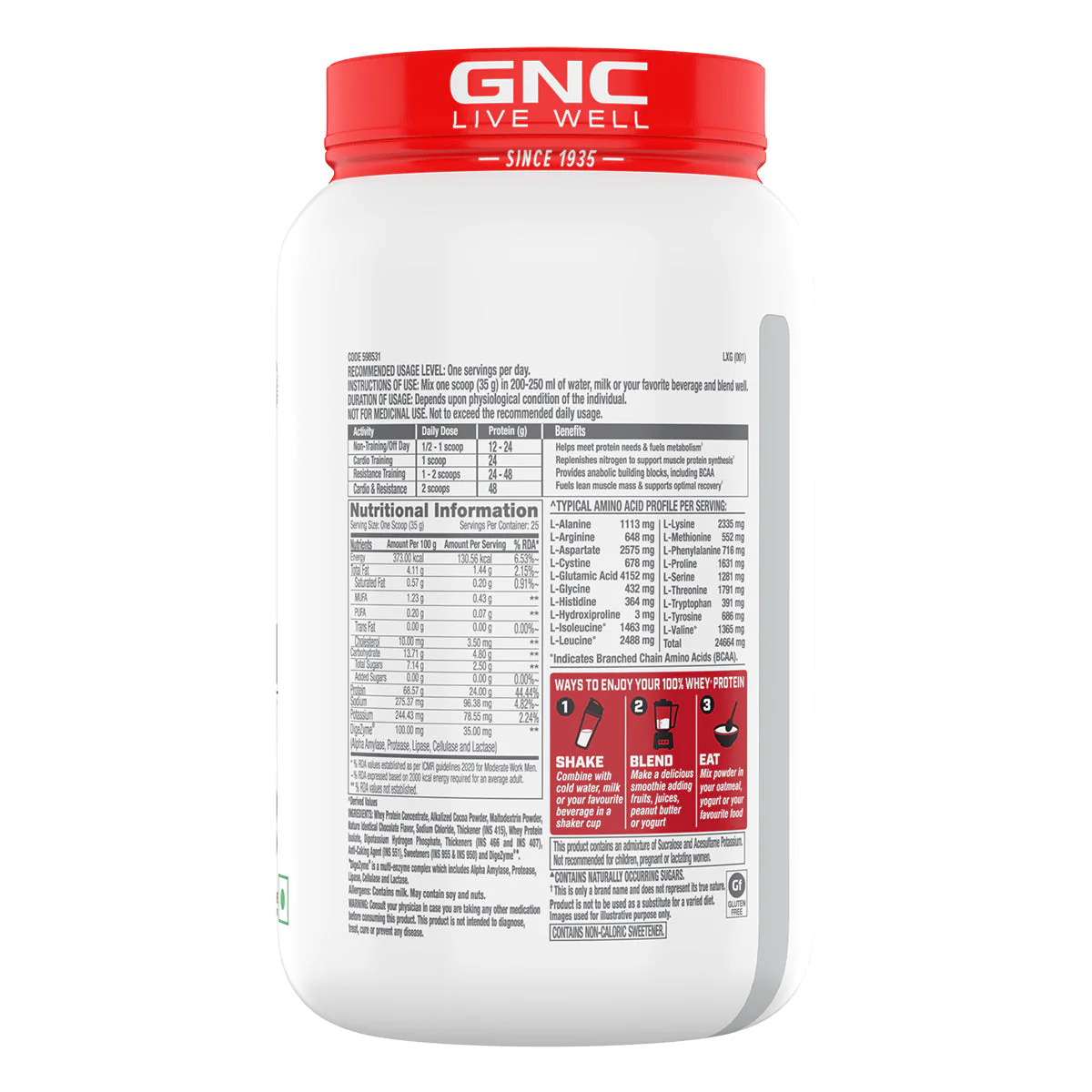 GNC Pro Performance 100% Whey Protein -2 lbs with Shaker - Image 66