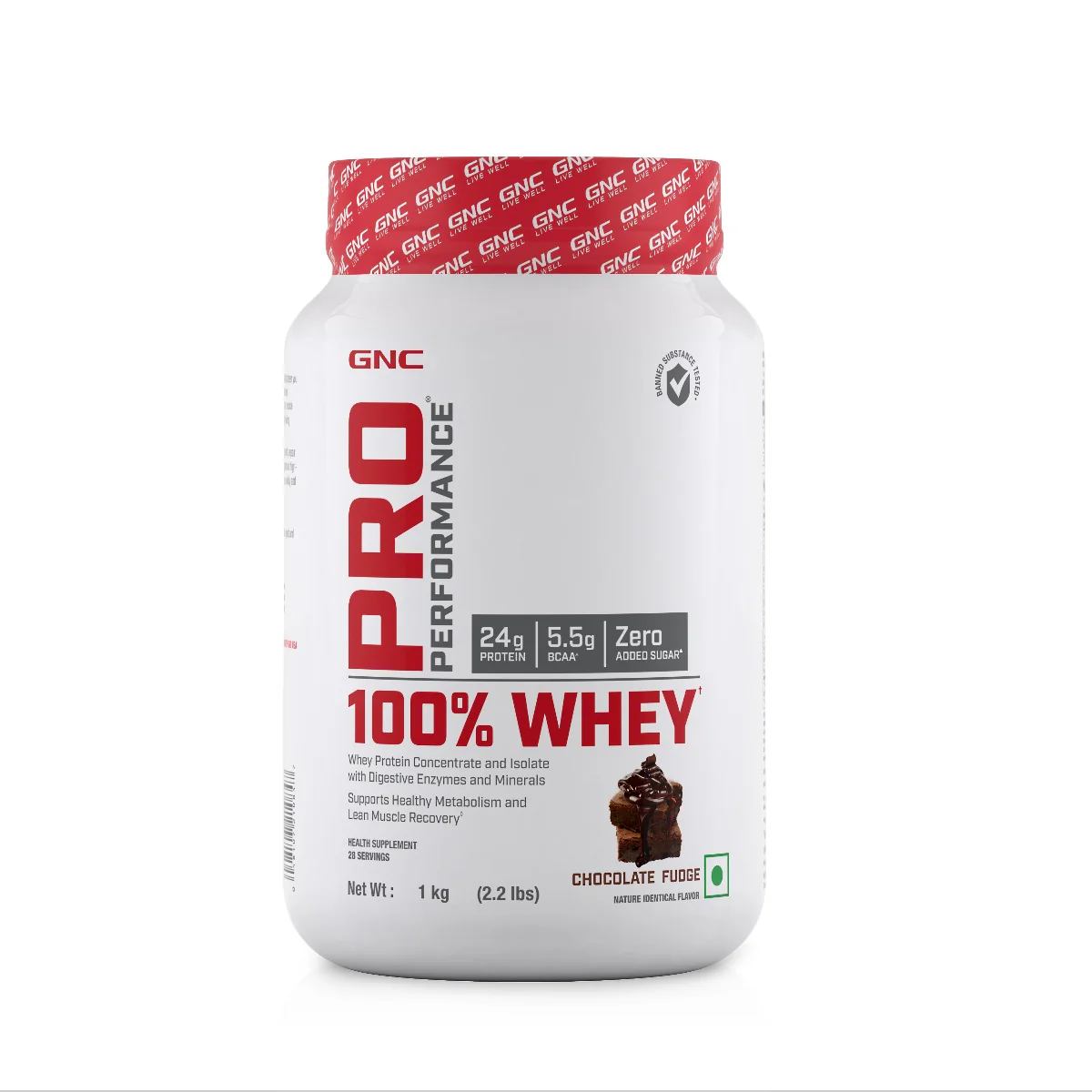 GNC Pro Performance 100% Whey Protein - 2.2 lbs - 1 kg - Chocolate Fudge| Expiry - 2024-03-31