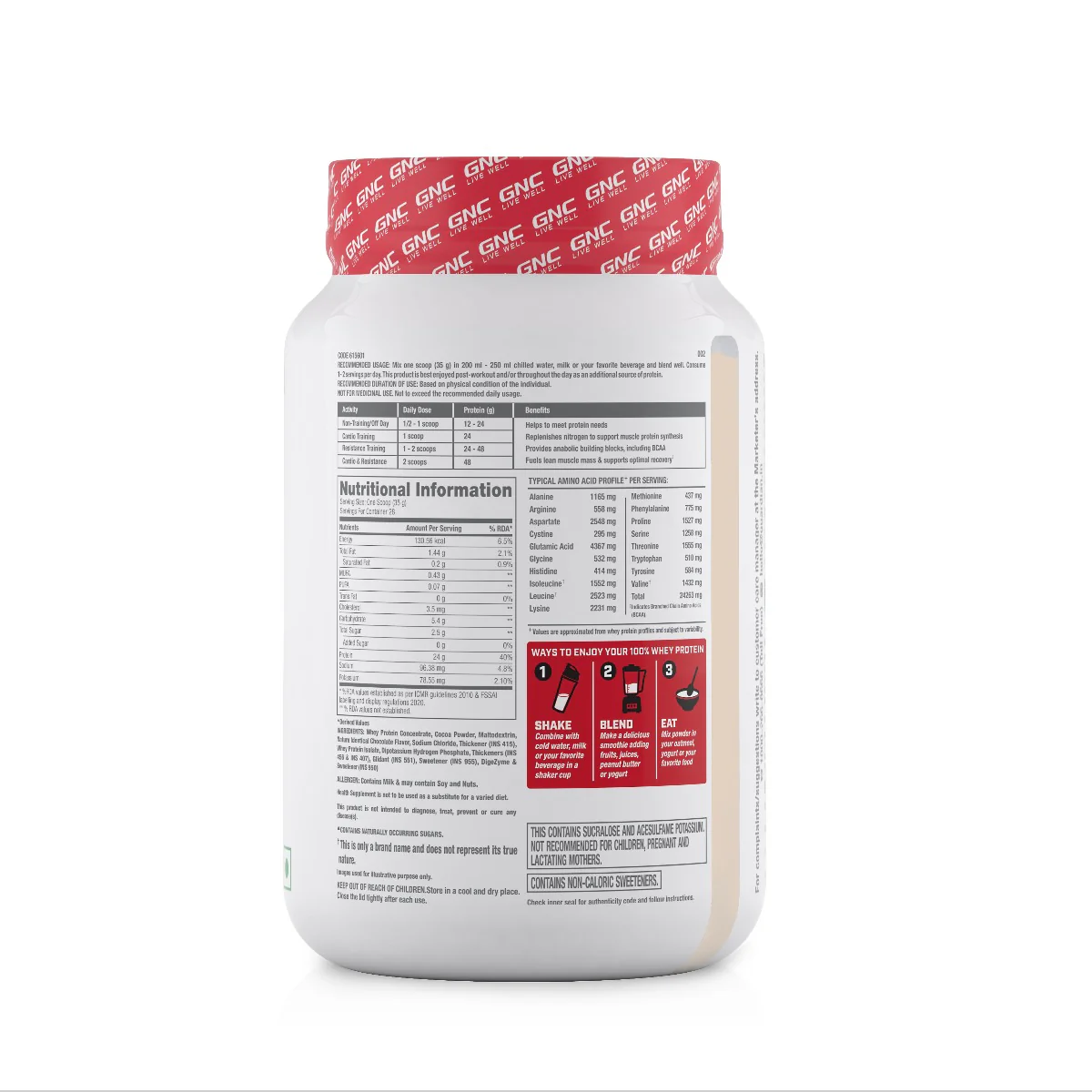 GNC Pro Performance 100% Whey Protein - 2.2 lbs - 1 kg - Chocolate Fudge| Expiry - 2024-03-31 - Image 2