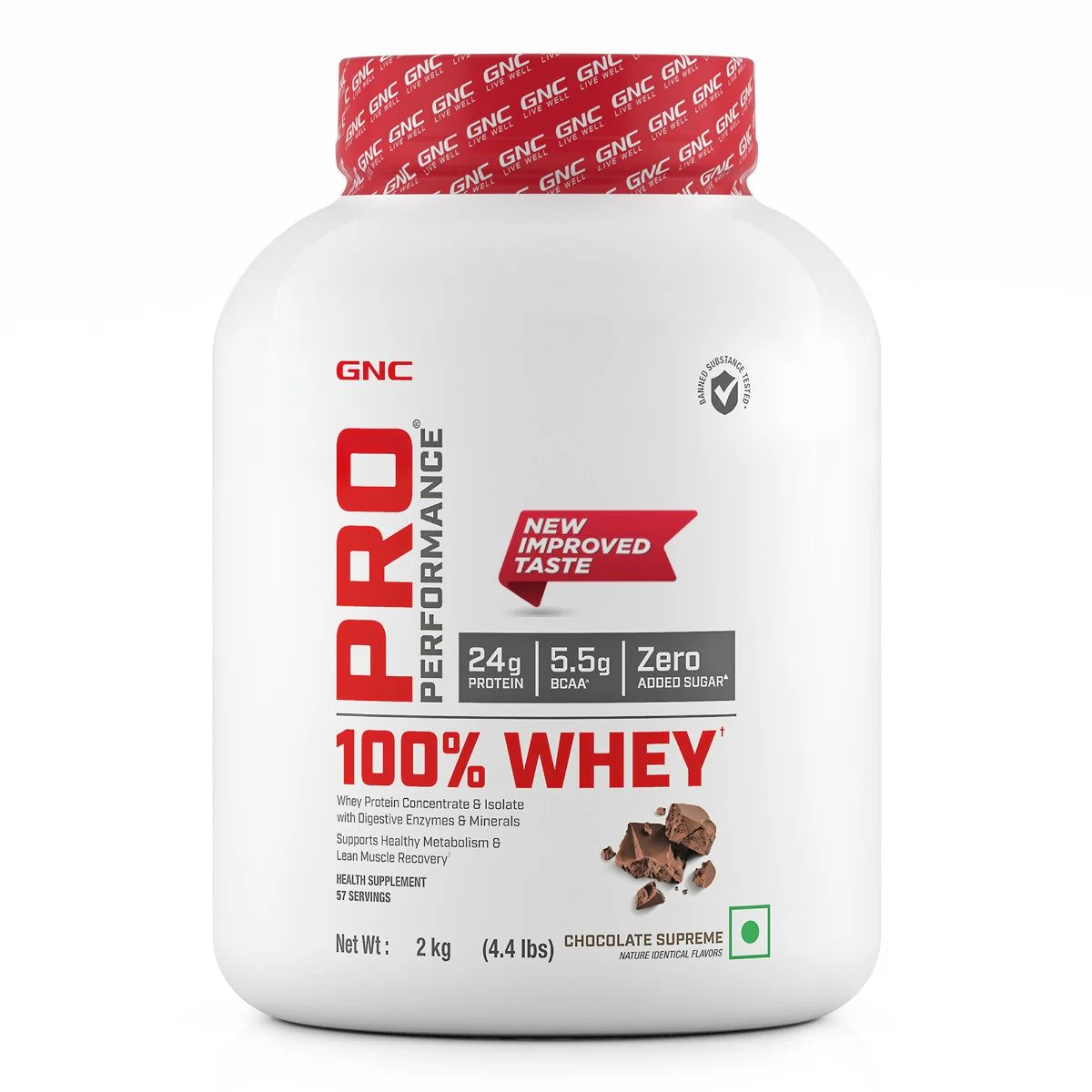 GNC Pro Performance 100% Whey Protein - 4.4 lbs, 2 kg - Chocolate Supreme| Expiry - 2024-02-29