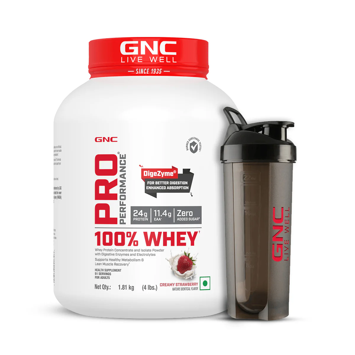 GNC Pro Performance 100% Whey Protein 4 lbs with Shaker - Image 12