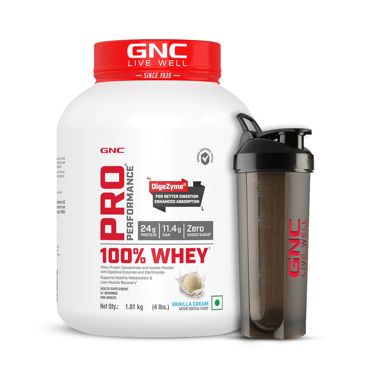 GNC Pro Performance 100% Whey Protein 4 lbs with Shaker - Image 13