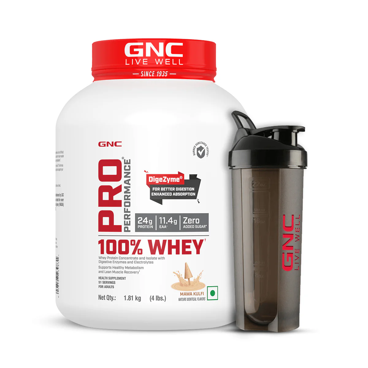 GNC Pro Performance 100% Whey Protein 4 lbs with Shaker - Image 14