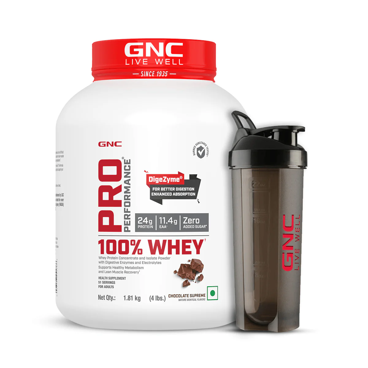 GNC Pro Performance 100% Whey Protein 4 lbs with Shaker - Image 15