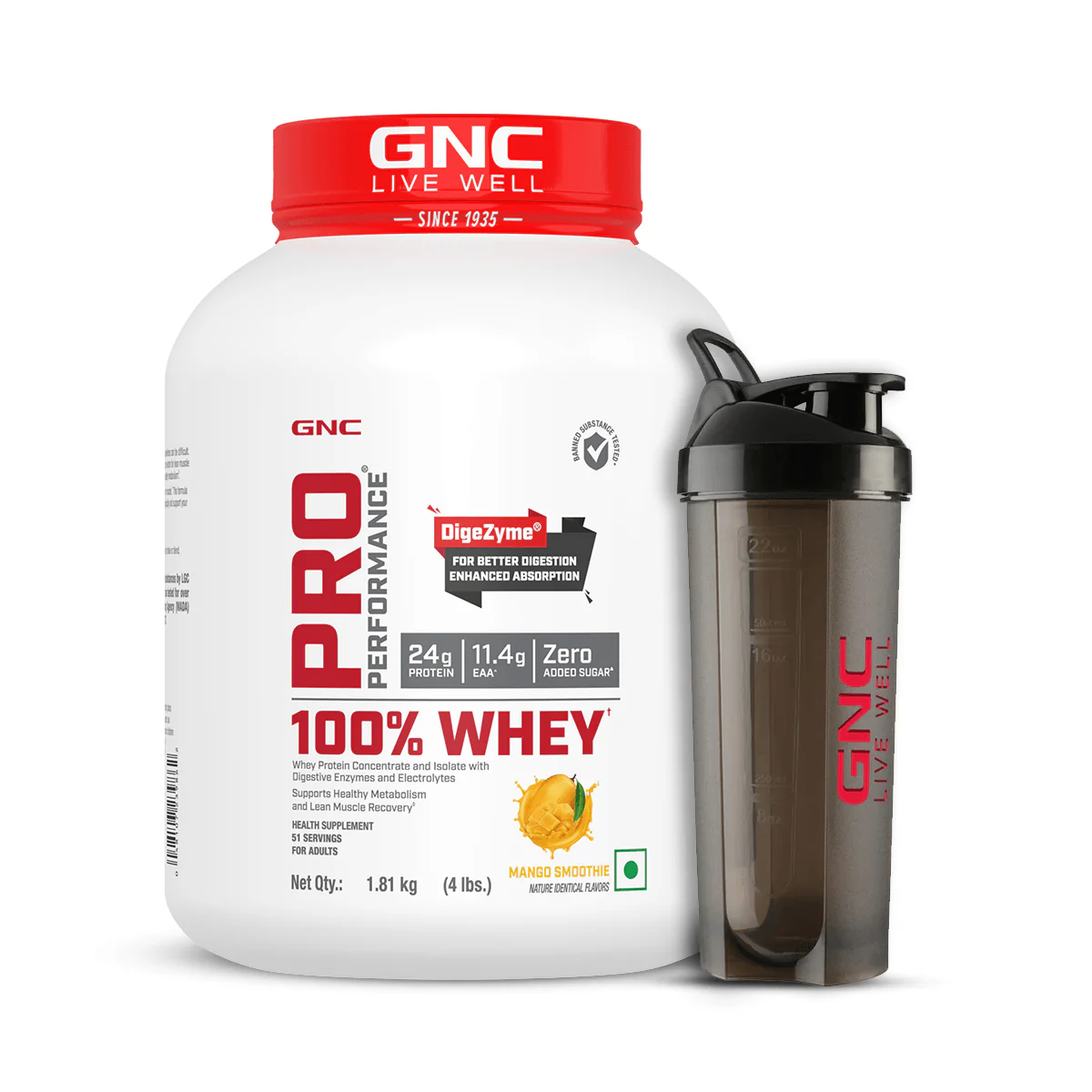 GNC Pro Performance 100% Whey Protein 4 lbs with Shaker - Image 16
