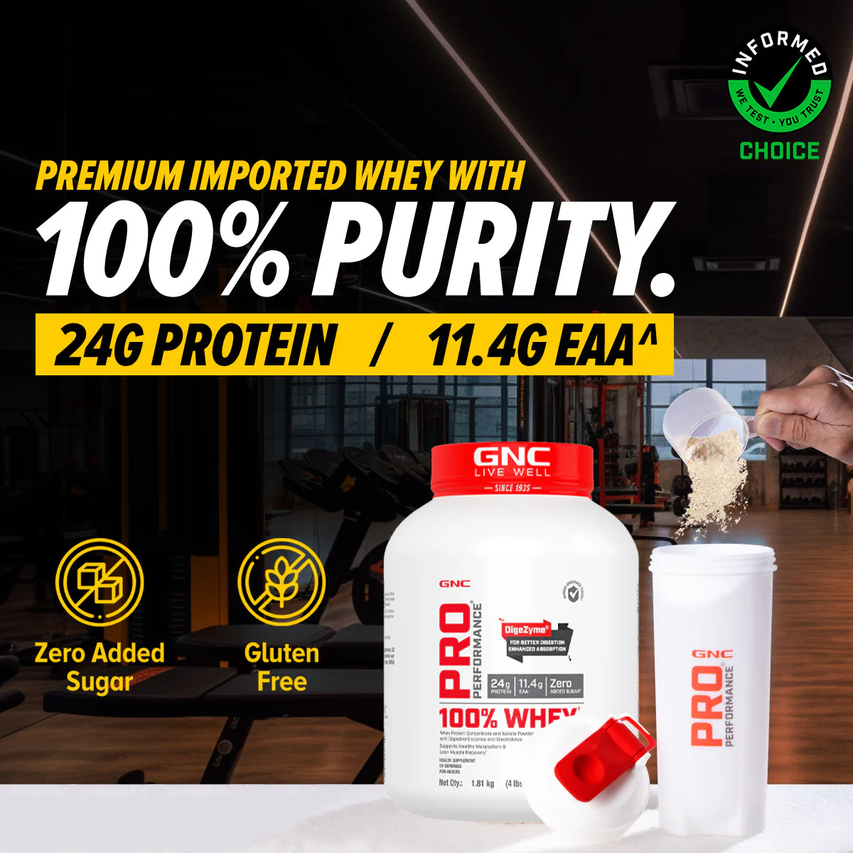 GNC Pro Performance 100% Whey Protein 4 lbs with Shaker - Image 41
