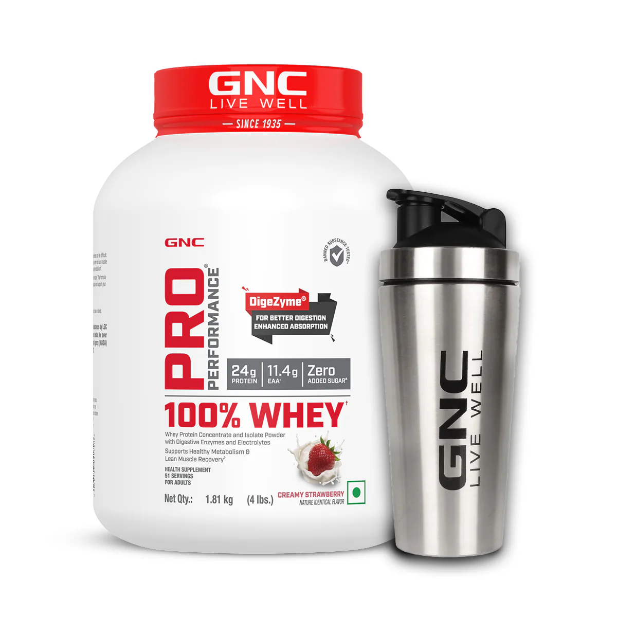 GNC Pro Performance 100% Whey Protein 4 lbs with Shaker - Image 5