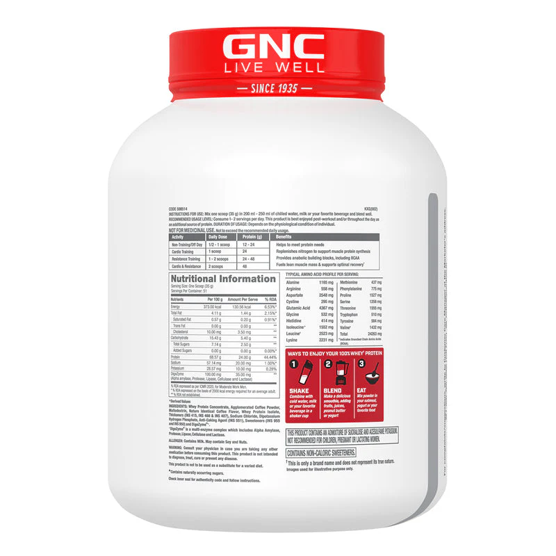 GNC Pro Performance 100% Whey Protein 4 lbs with Shaker - Image 59