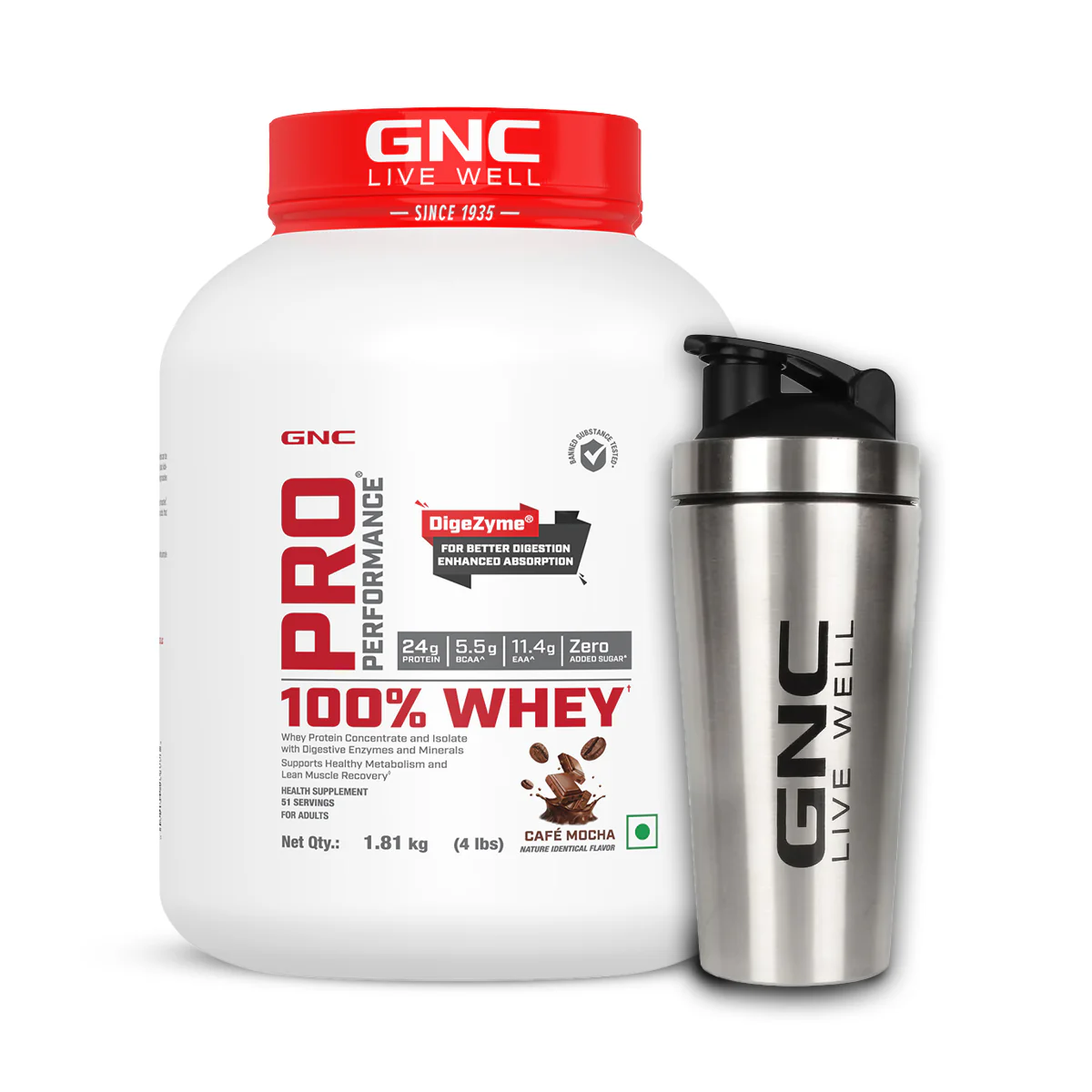 GNC Pro Performance 100% Whey Protein 4 lbs with Shaker - Image 8