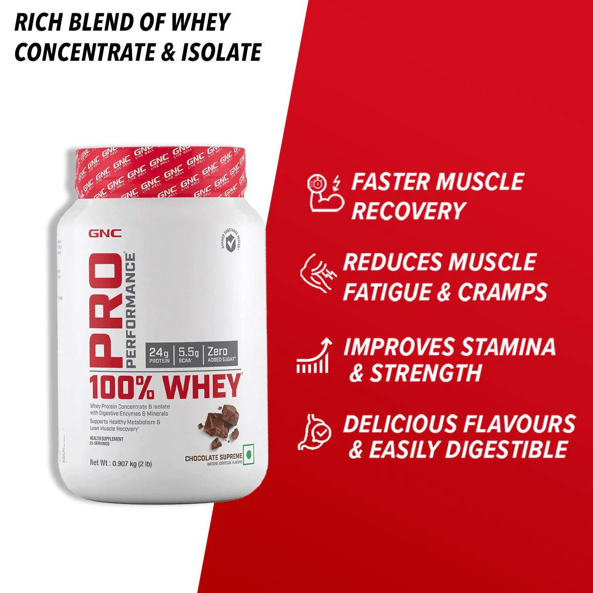 GNC Pro Performance 100% Whey Protein - Faster Recovery & Lean Muscle Gains| Expiry - 2024-06-30 - Image 14