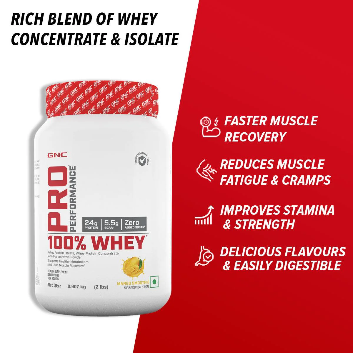 GNC Pro Performance 100% Whey Protein - Faster Recovery & Lean Muscle Gains| Expiry - 2024-06-30 - Image 27