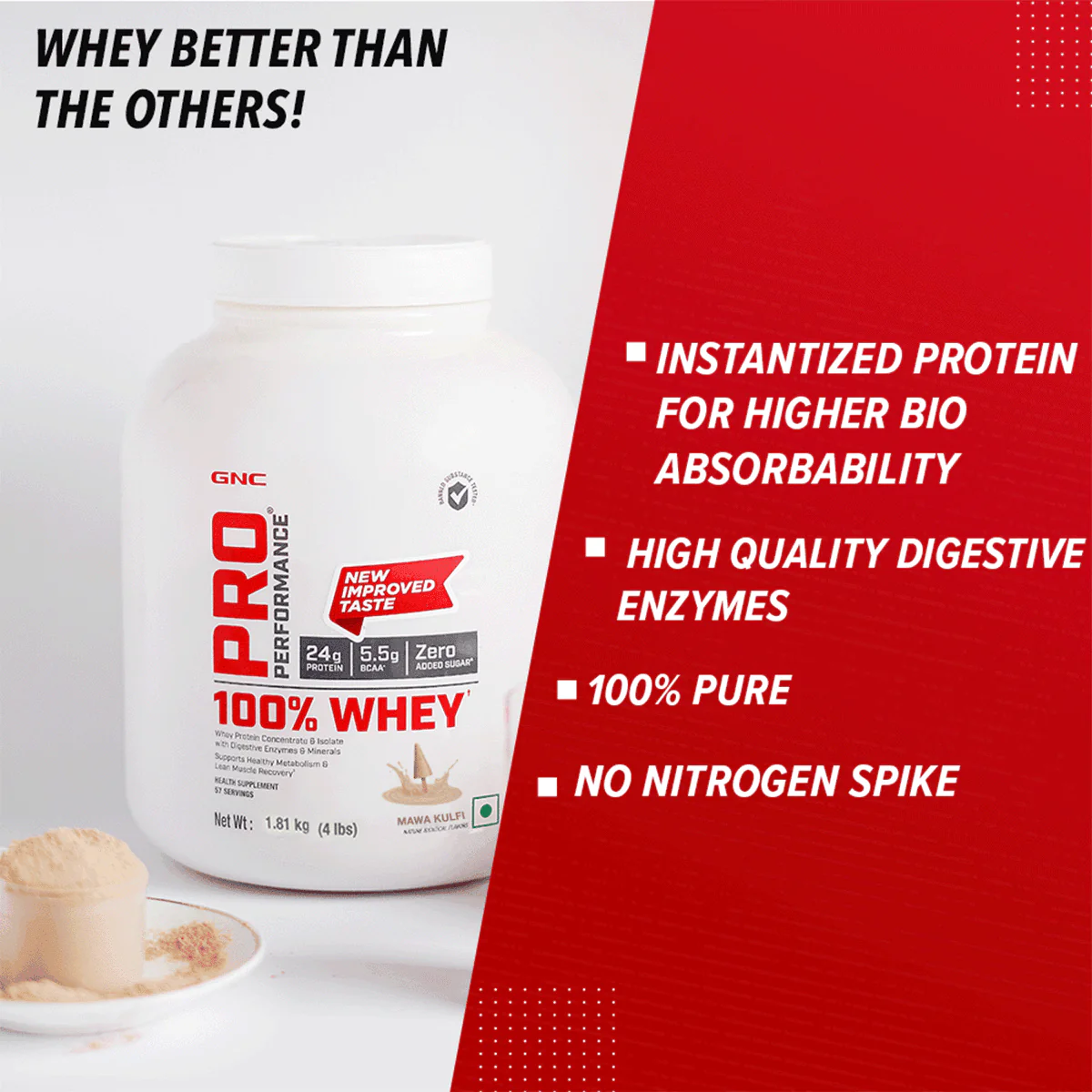 GNC Pro Performance 100% Whey Protein - Faster Recovery & Lean Muscle Gains| Expiry - 2024-06-30 - Image 3