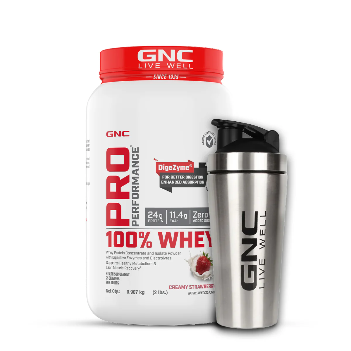 GNC Pro Performance 100% Whey Protein -2 lbs with Shaker - Image 3