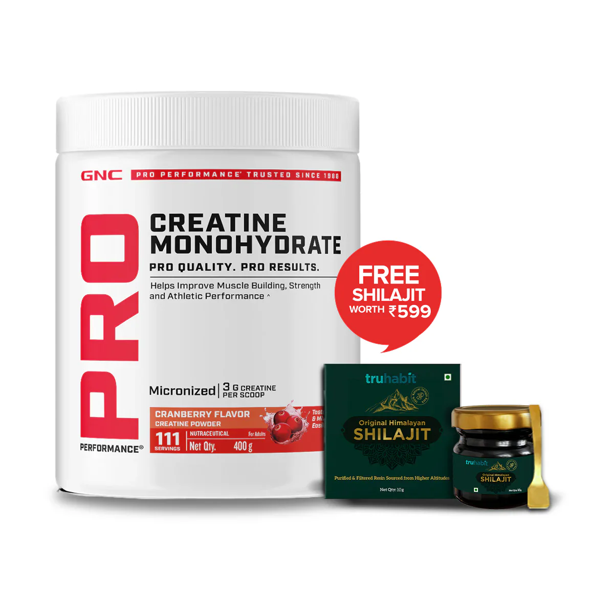 GNC Pro Performance Creatine Monohydrate (100 gm cranberry) - Image 3