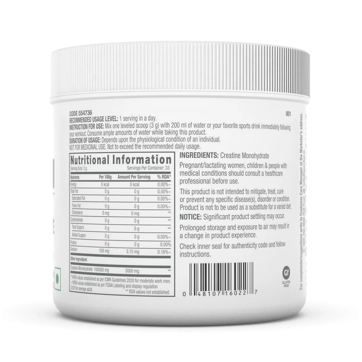 GNC Pro Performance Creatine Monohydrate (3000 mg) - Clearance Sale| Expiry - 2024-10-31 - Image 2