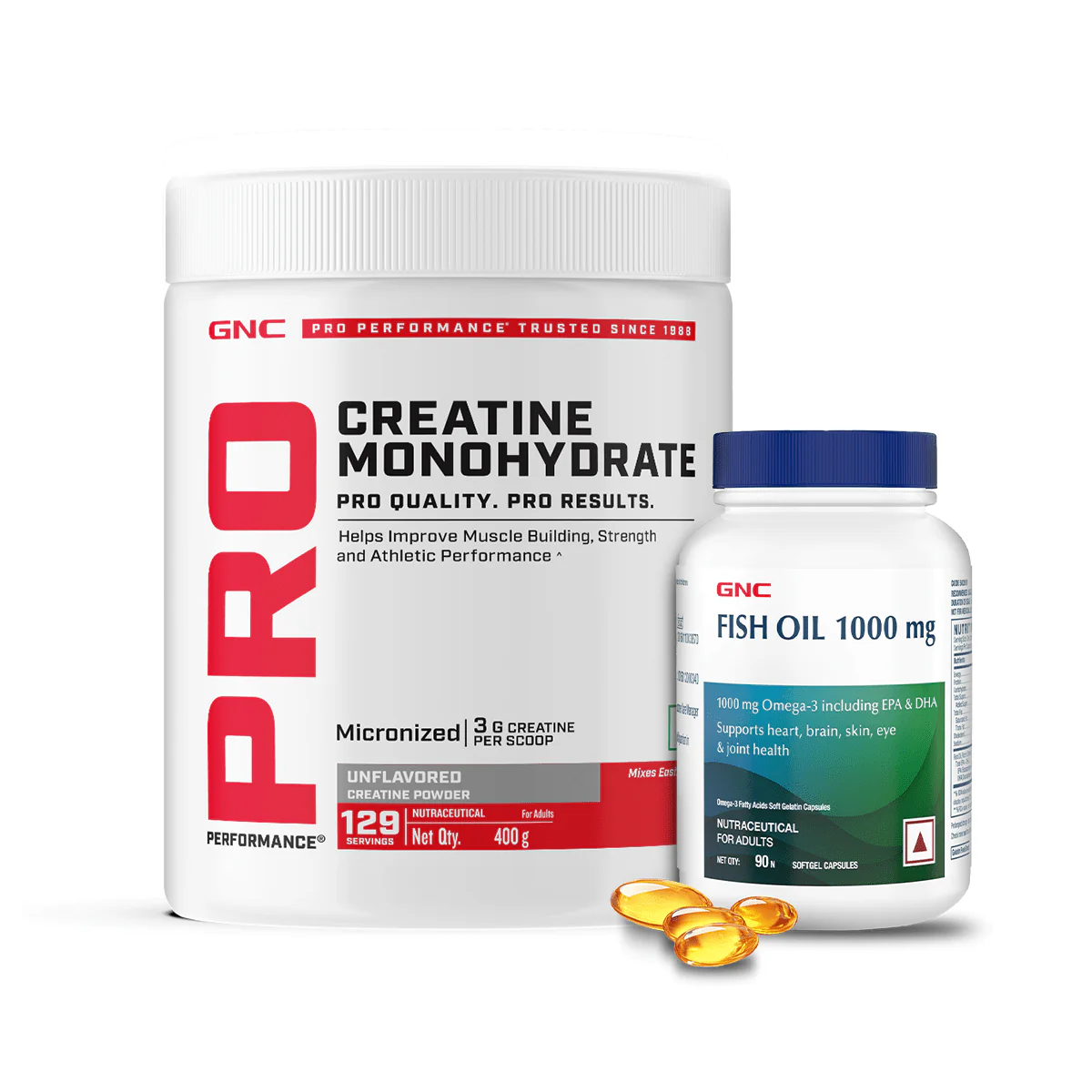 GNC Pro Performance Creatine Monohydrate and GNC Fish Oil 1000mg - Image 3