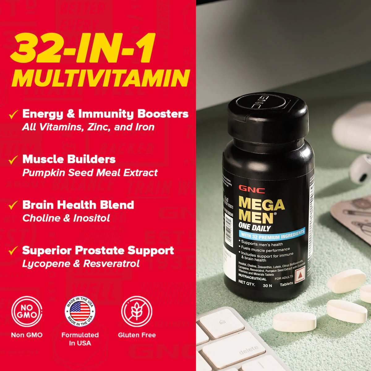 GNC Pro Performance Creatine Monohydrate + Mega Men One Daily Multivitamin - Image 12