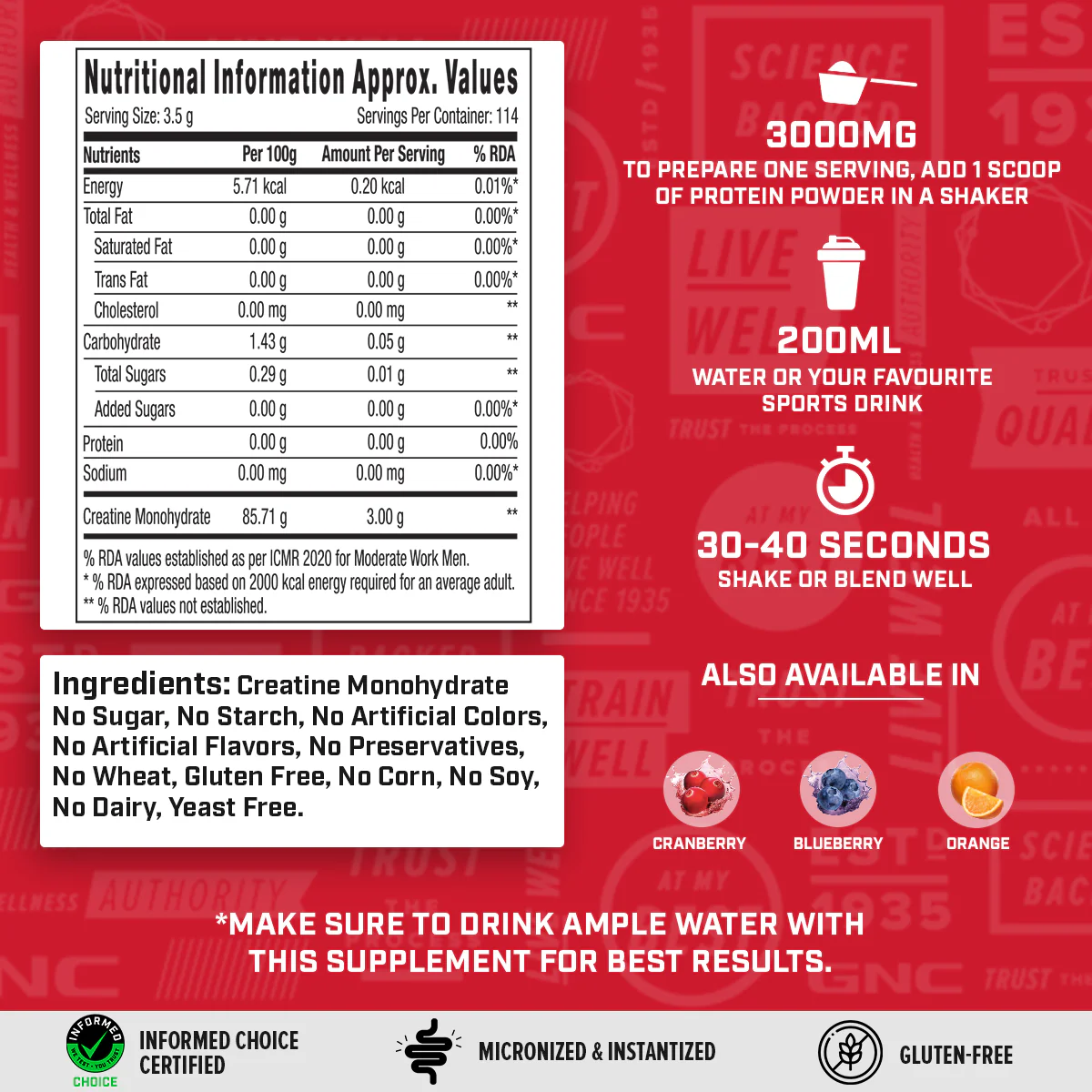 GNC Pro Performance Creatine Monohydrate with L-Carnitine Tablets 500mg - Image 87