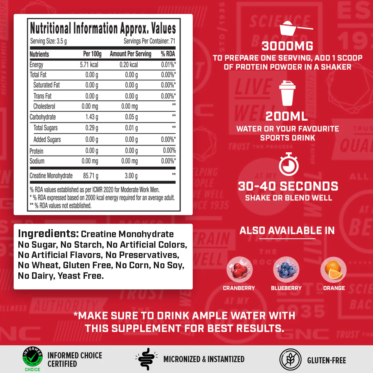 GNC Pro Performance Creatine Monohydrate with L-Carnitine Tablets 500mg - Image 92