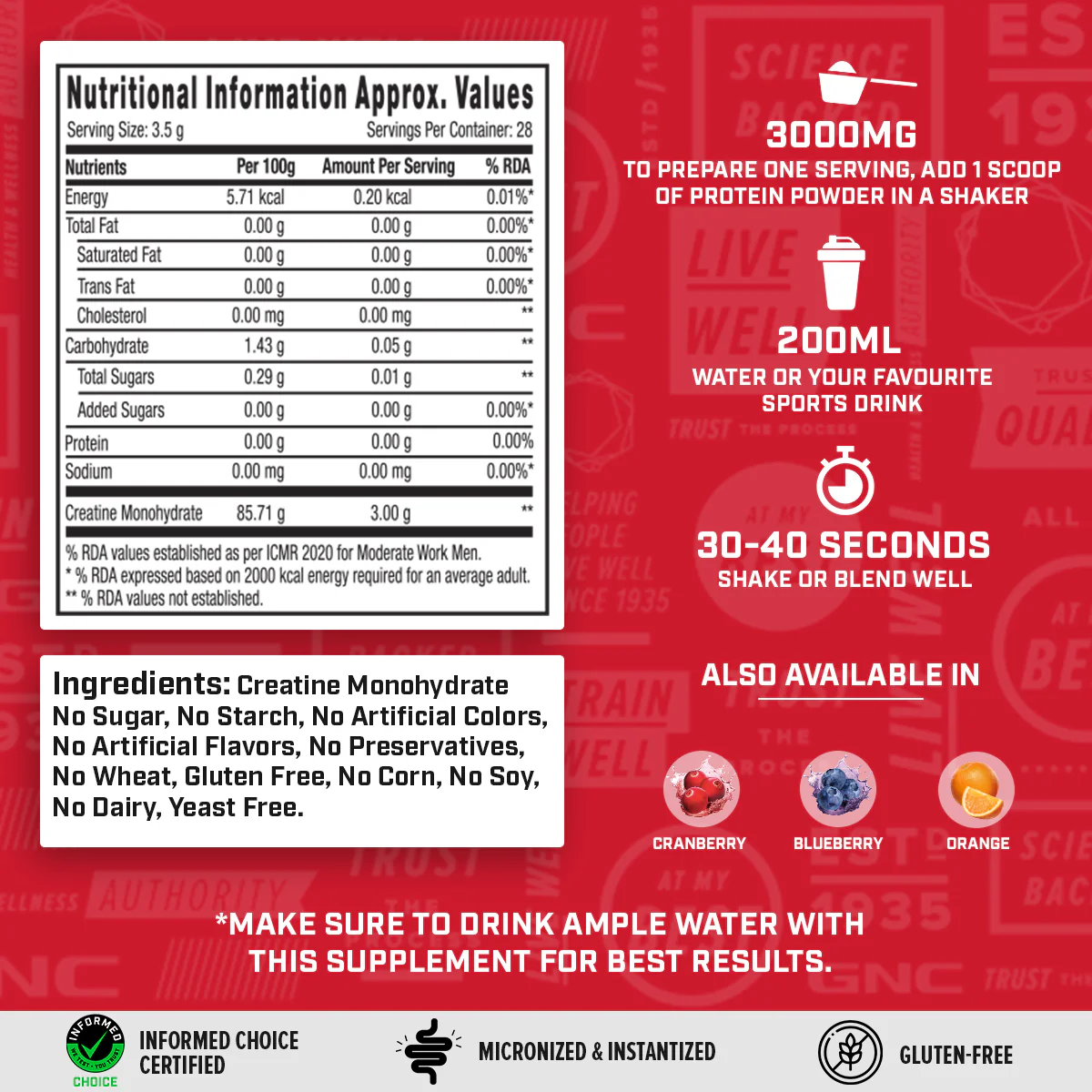 GNC Pro Performance Creatine Monohydrate with L-Carnitine Tablets 500mg - Image 97