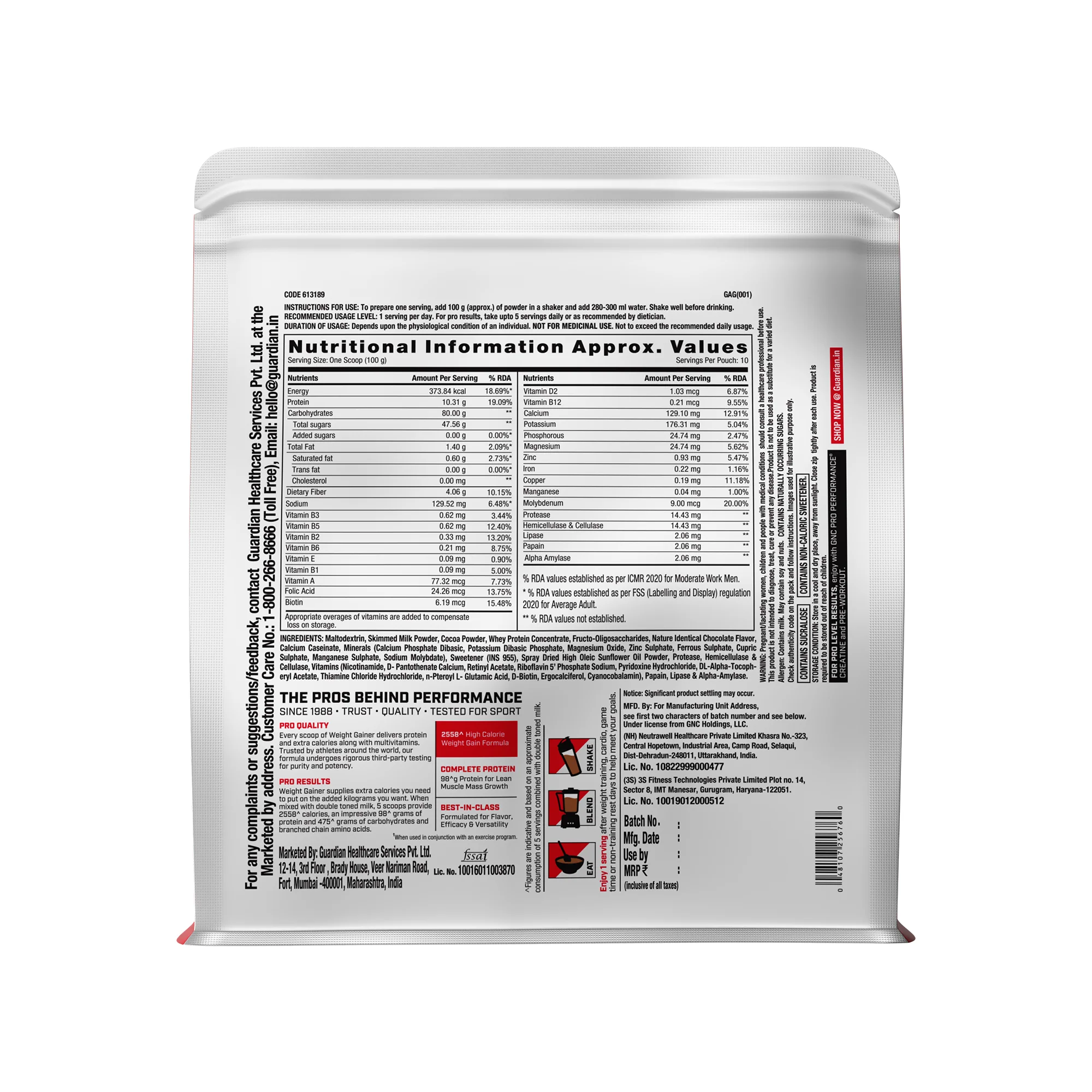GNC Pro Performance Weight Gainer 1kg gainer Double Chocolate - Image 12
