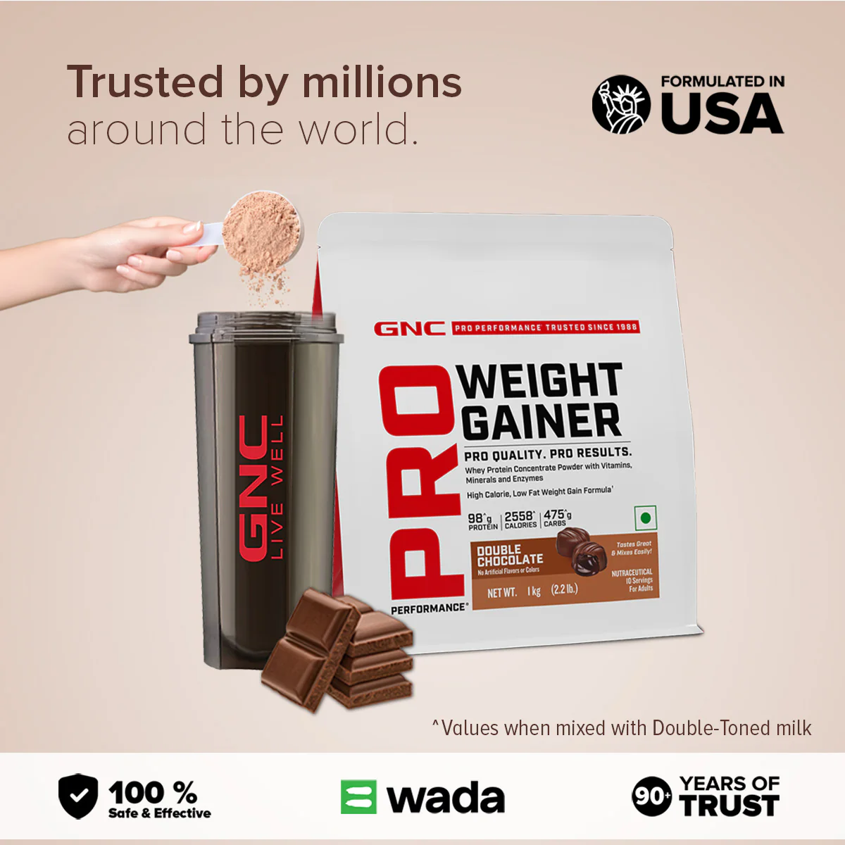 GNC Pro Performance Weight Gainer 1kg gainer Double Chocolate - Image 6