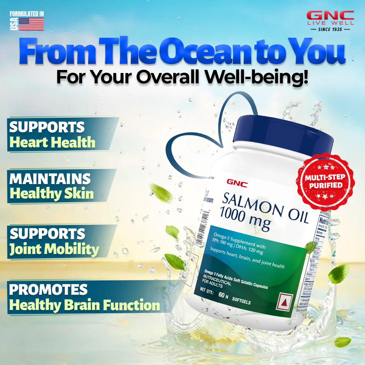 GNC Salmon Oil 1000mg - Clearance Sale| Expiry - 2025-08-31 - Image 2