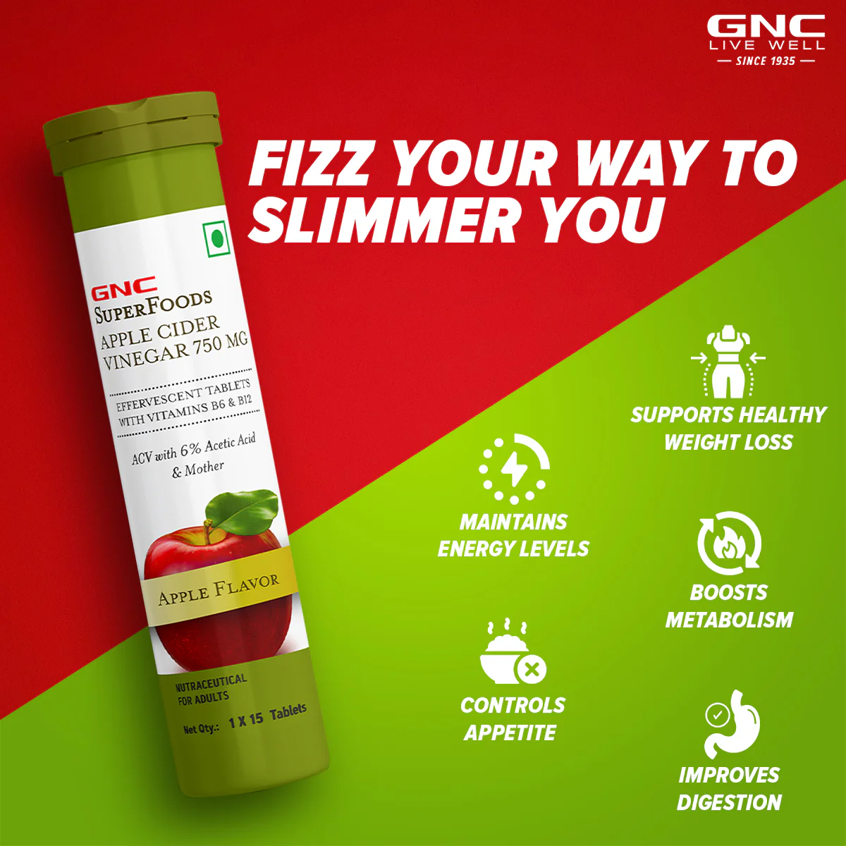 GNC Super Foods Apple Cider Vinegar 750mg -Clearance | Expiry - 2026-02-28 - Image 3