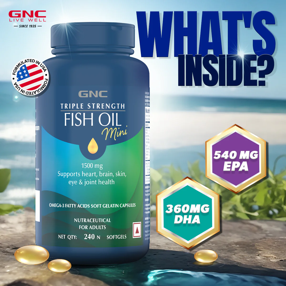 GNC Triple Strength Fish Oil Mini| Expiry - 2024-02-29 - Image 3