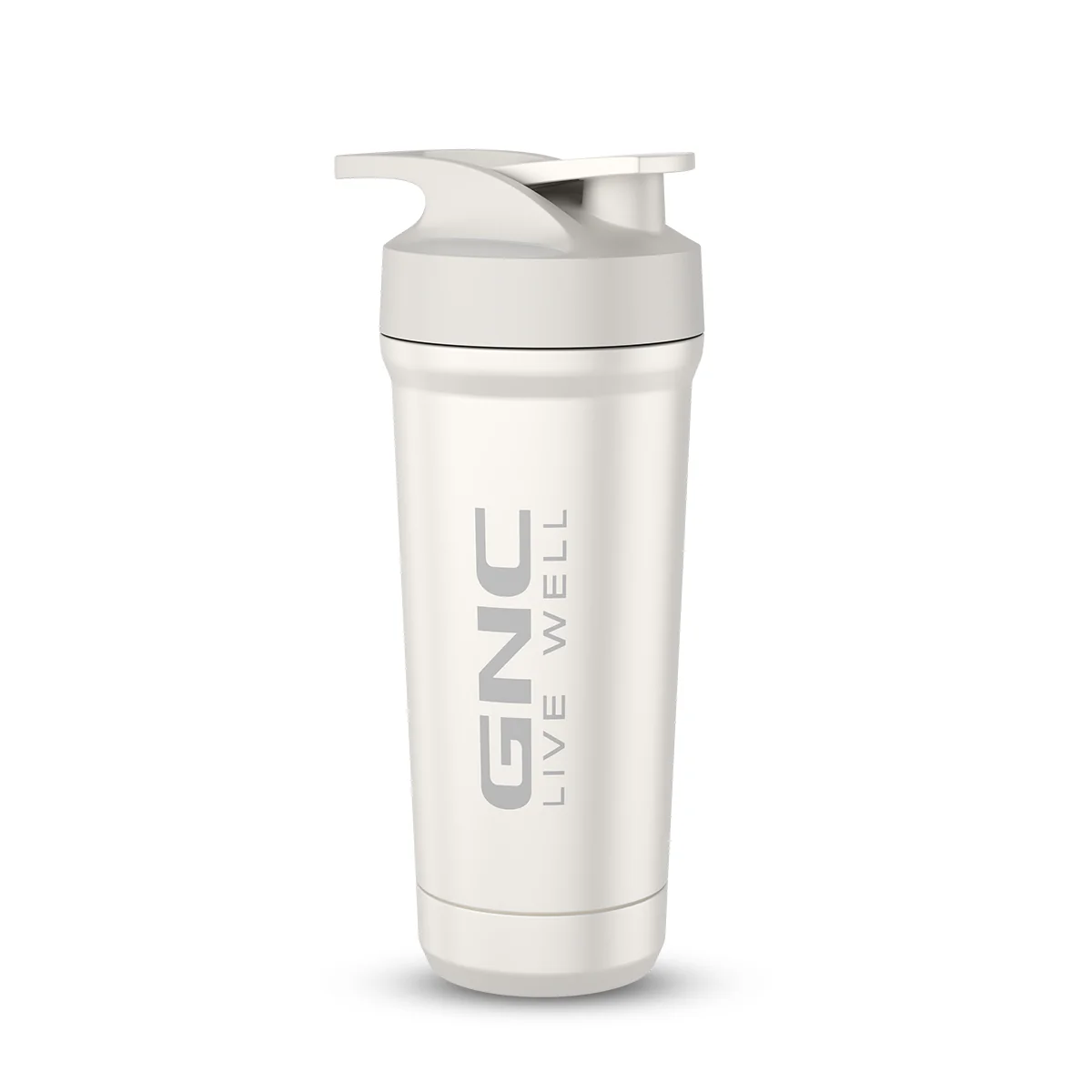 GNC White Embossed Steel Shaker with Bottom Opening - 750ml