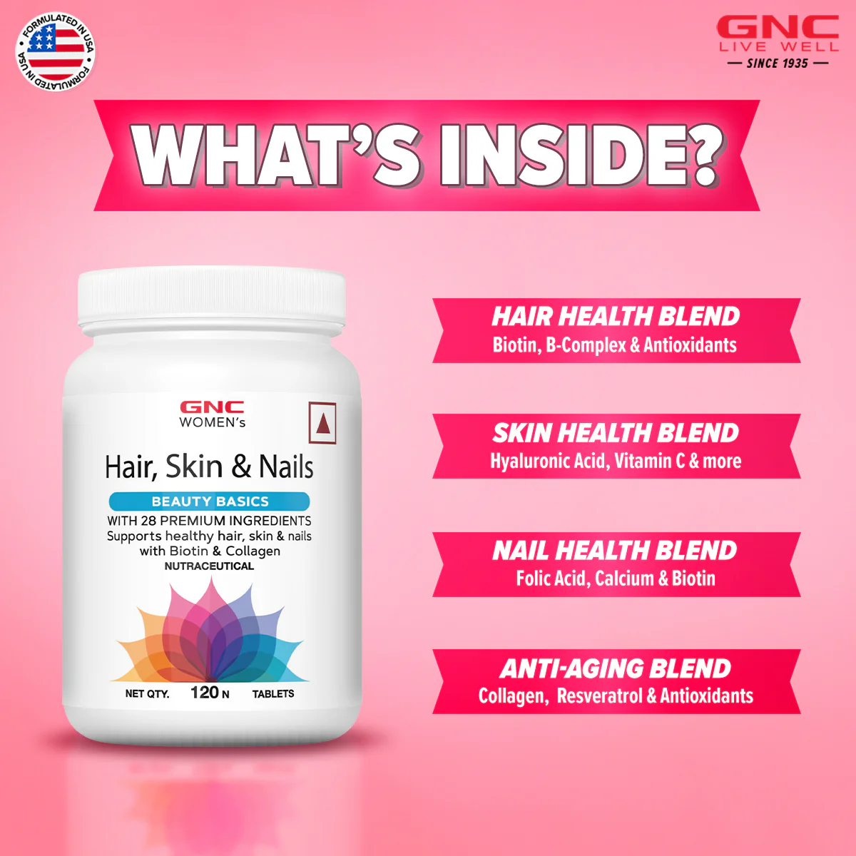 GNC Women's Hair, Skin & Nails - Clearance Sale| Expiry - 2025-10-30 - Image 3